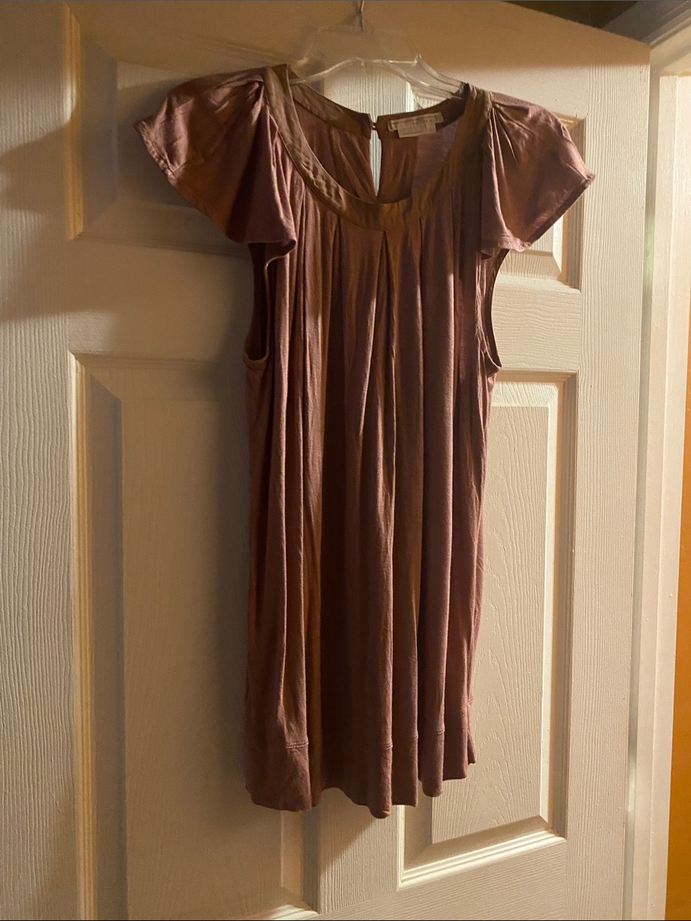 To the Max Dusty Mauve Flutter Sleeve Women's Top